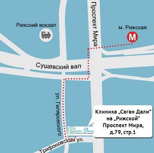 Карта проезда к клинике Саган Дали